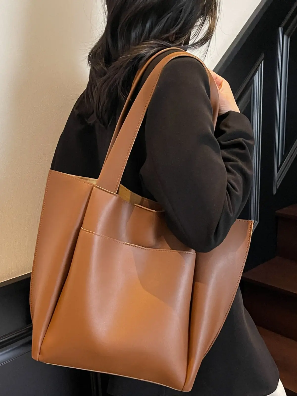 Beige Retro Tote Bag Large Capacity 2025