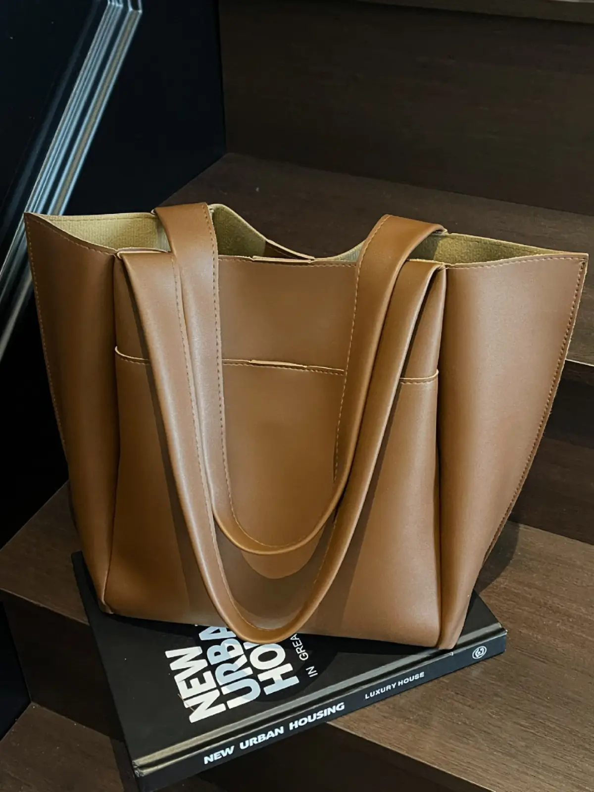 Beige Retro Tote Bag Large Capacity 2025