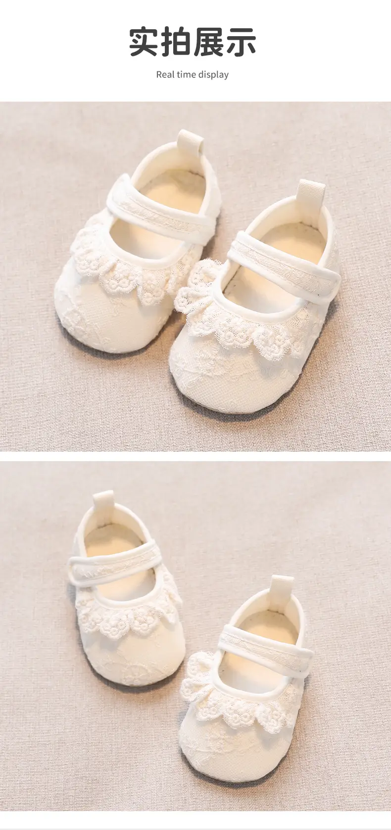 Spring and Autumn New Baby Toddler Shoes Baby Non-slip Floor Shoes Soft Sole 6-12 Cloth Sole Plain Lace Strap Children's Shoes — feature 26