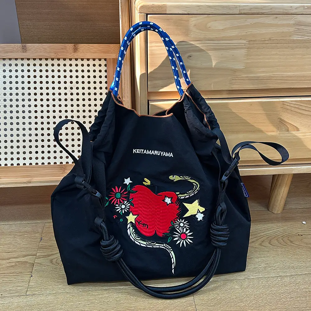 Women Embroidered Canvas Shoulder Bag with Crossbody Strap — feature 11
