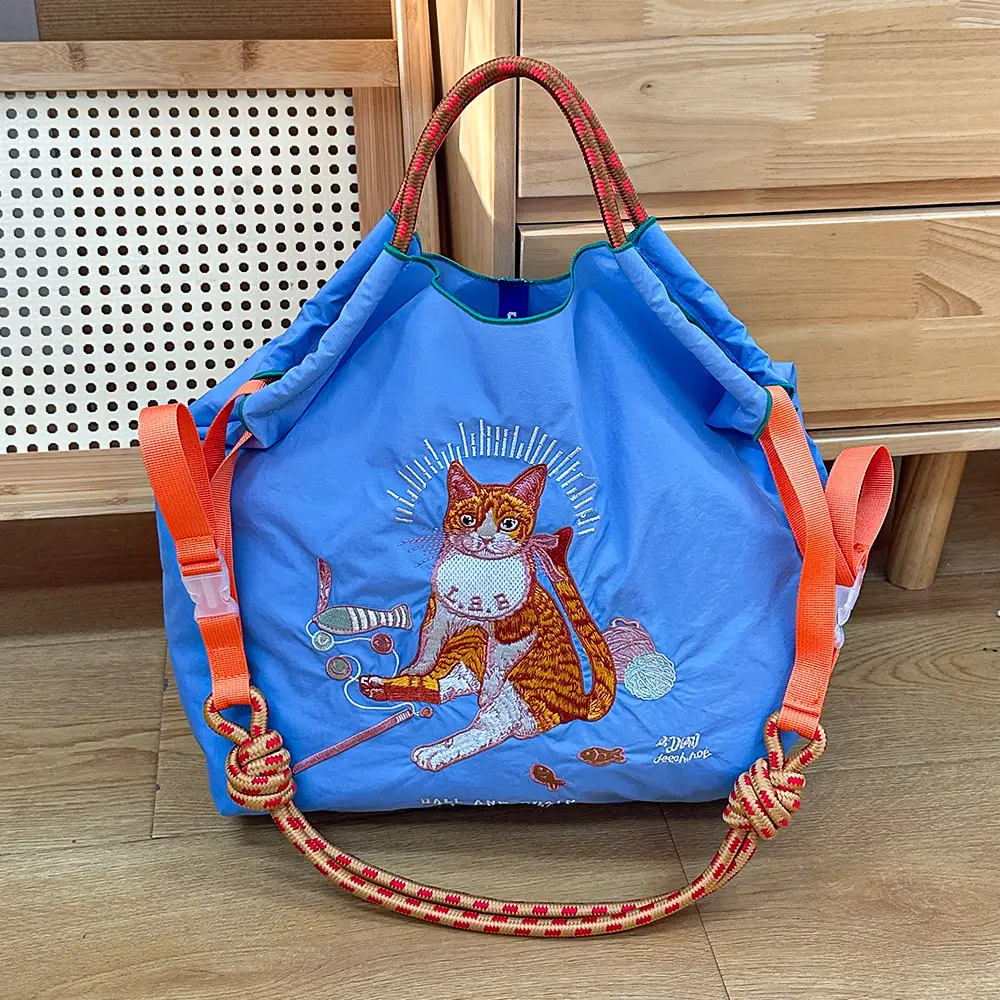 Women Embroidered Canvas Shoulder Bag with Crossbody Strap — feature 15
