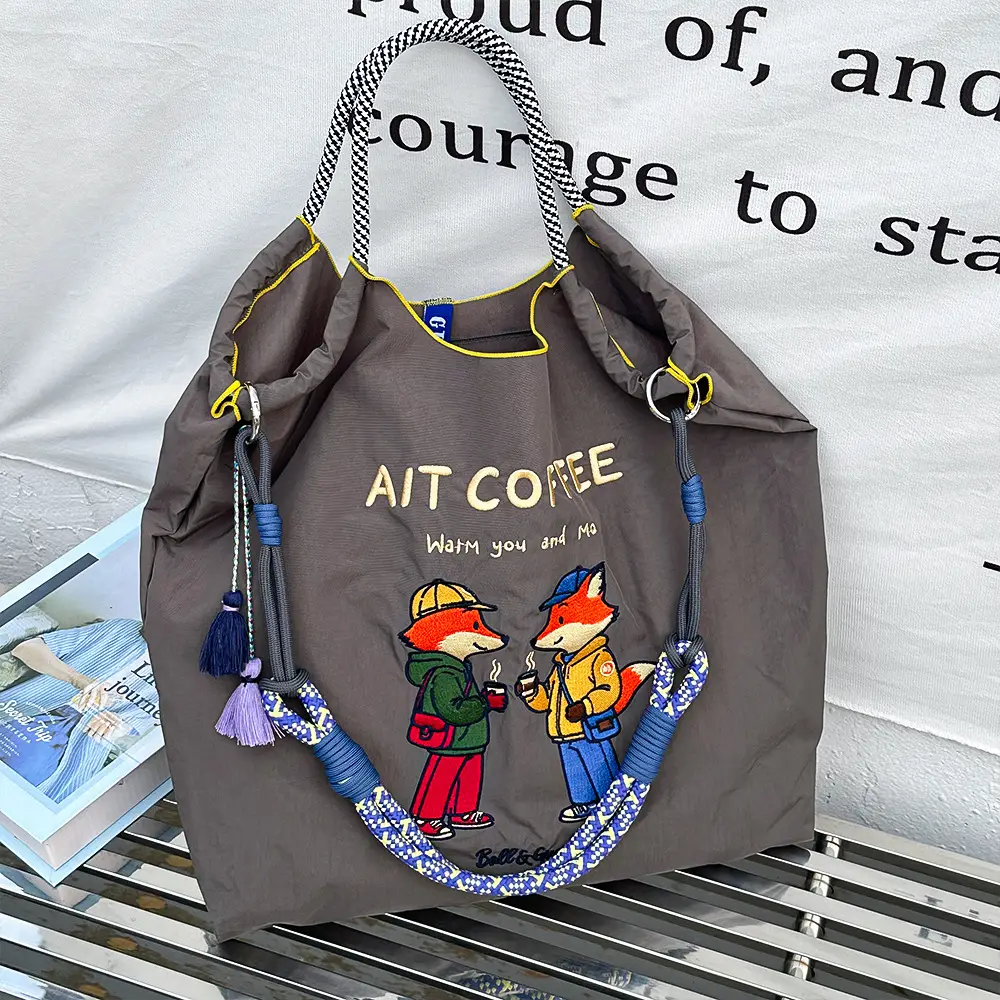 Women Embroidered Canvas Shoulder Bag with Crossbody Strap — feature 5