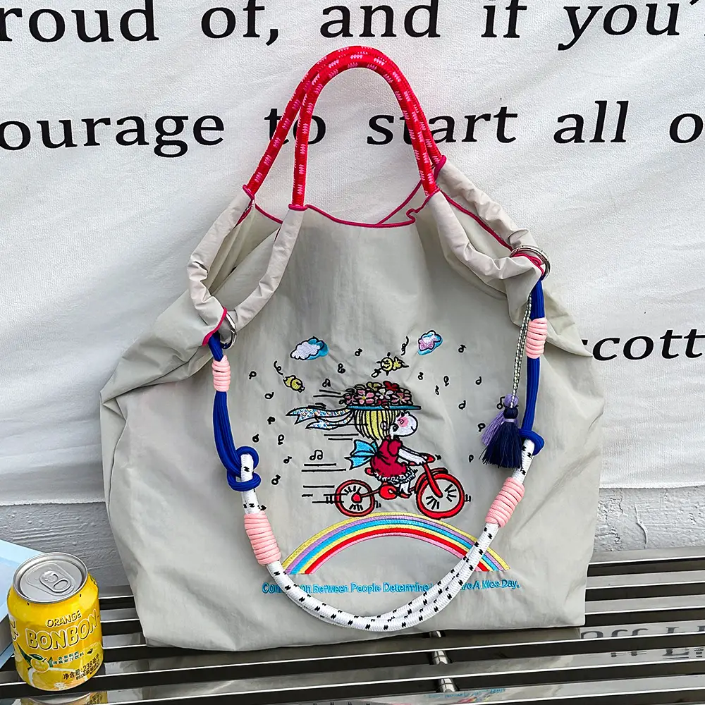 Women Embroidered Canvas Shoulder Bag with Crossbody Strap — feature 8