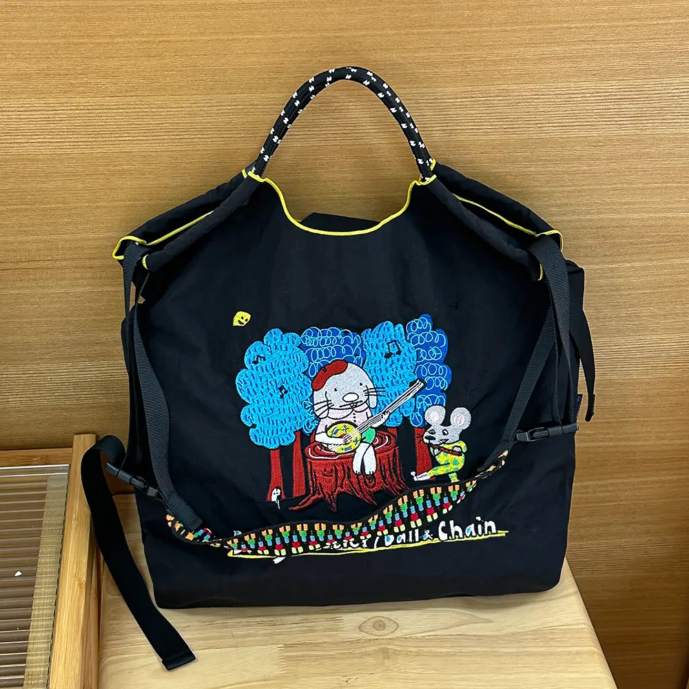 Women Embroidered Canvas Shoulder Bag with Crossbody Strap - Image 17