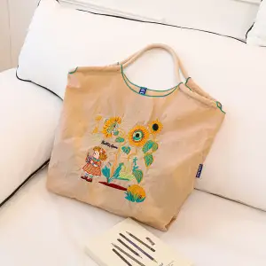 Women Embroidered Canvas Shoulder Bag with Crossbody Strap - Image 30