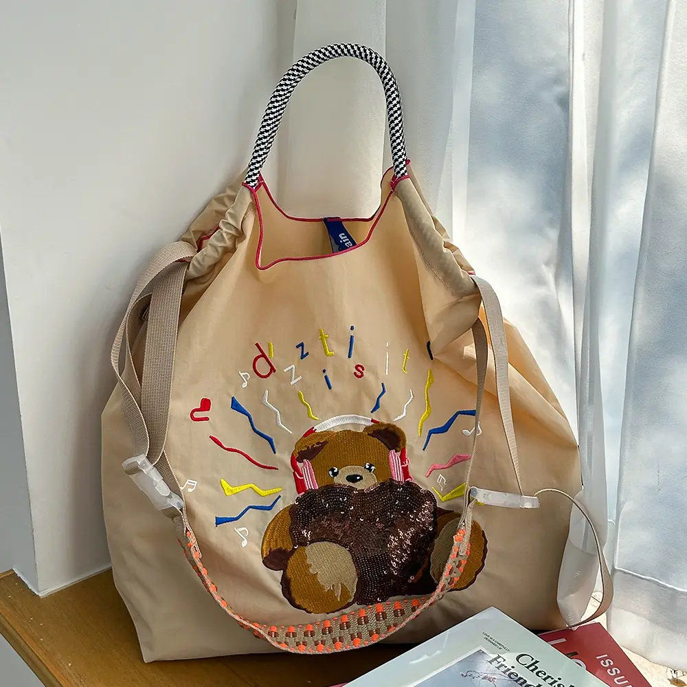 Women Embroidered Canvas Shoulder Bag with Crossbody Strap - Image 31