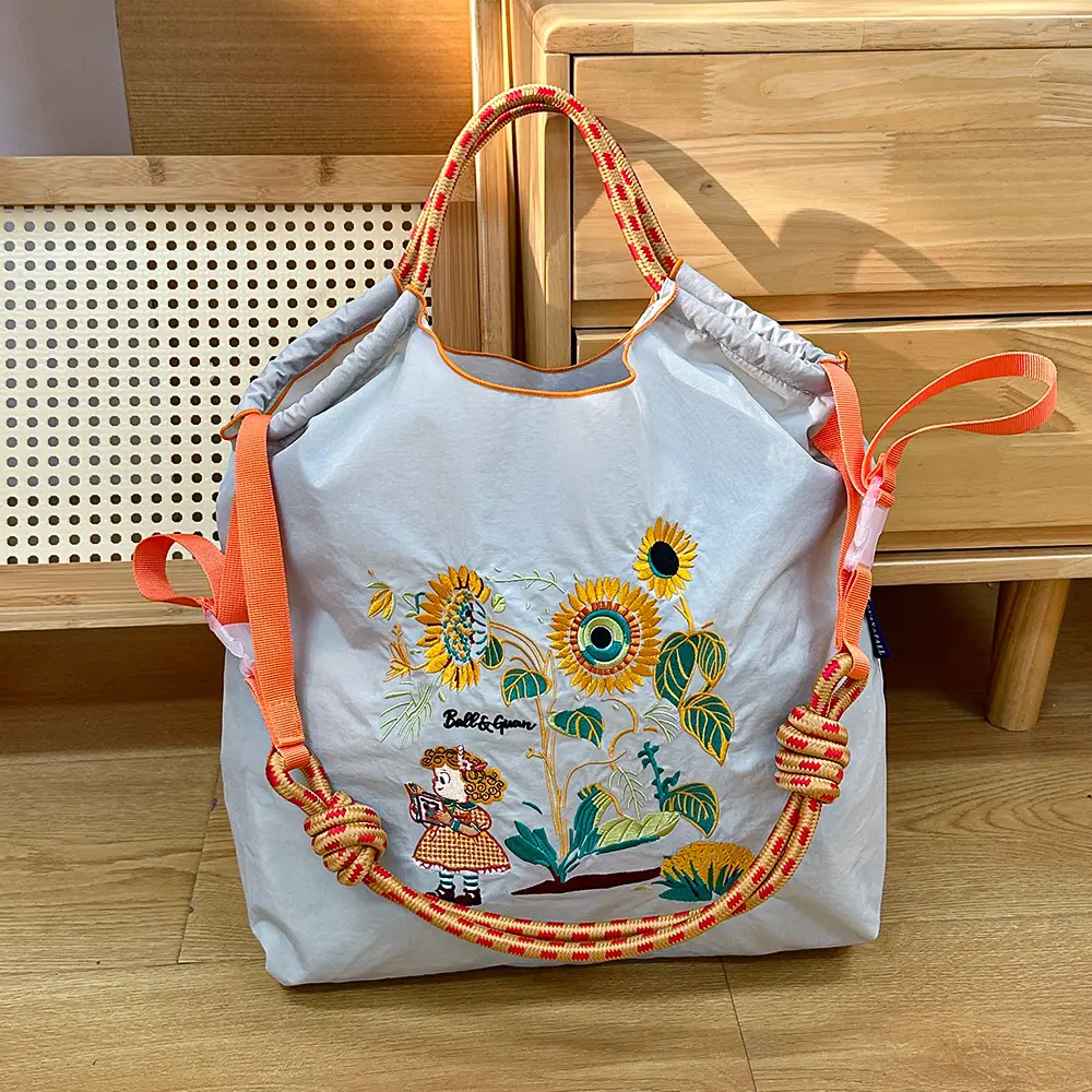Women Embroidered Canvas Shoulder Bag with Crossbody Strap - Image 34