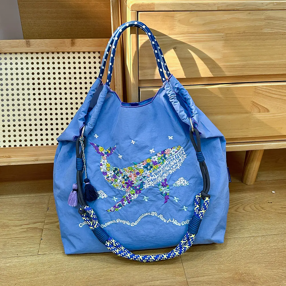 Women Embroidered Canvas Shoulder Bag with Crossbody Strap - Image 36