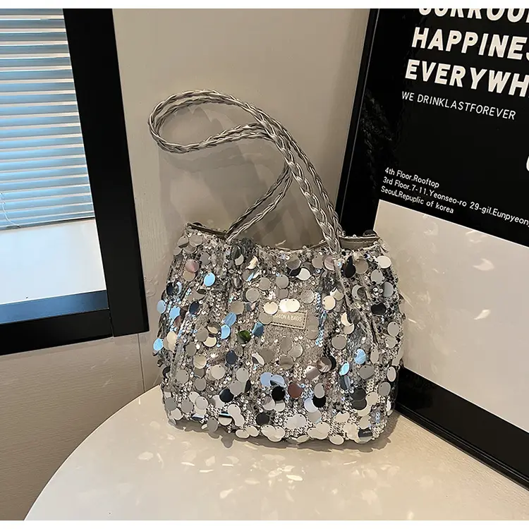 Black Sequin Personalized Shoulder Bag for Women - Image 2