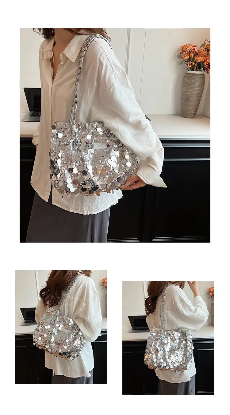 Black Sequin Personalized Shoulder Bag for Women — feature 11