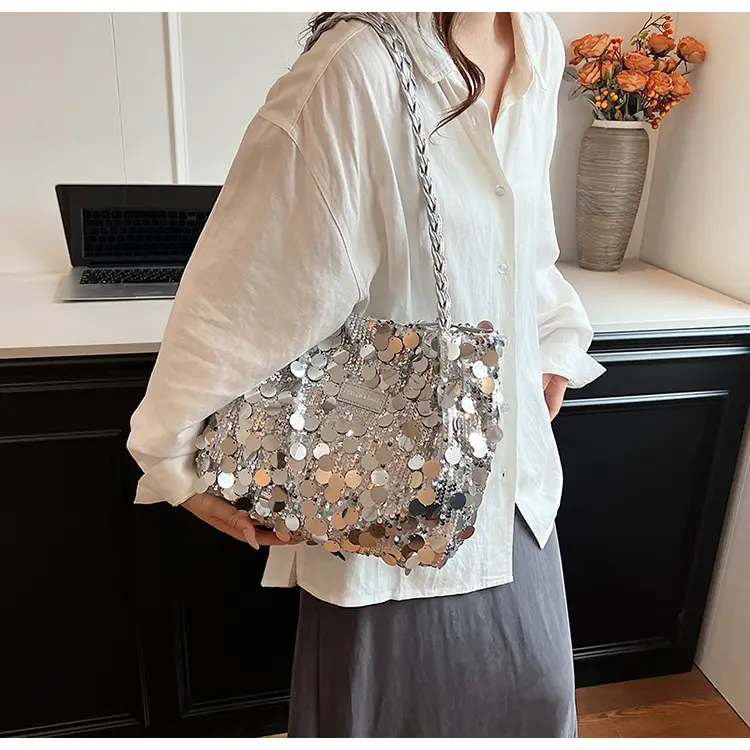 Black Sequin Personalized Shoulder Bag for Women — feature 13