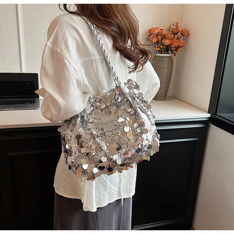 Black Sequin Personalized Shoulder Bag for Women — feature 14