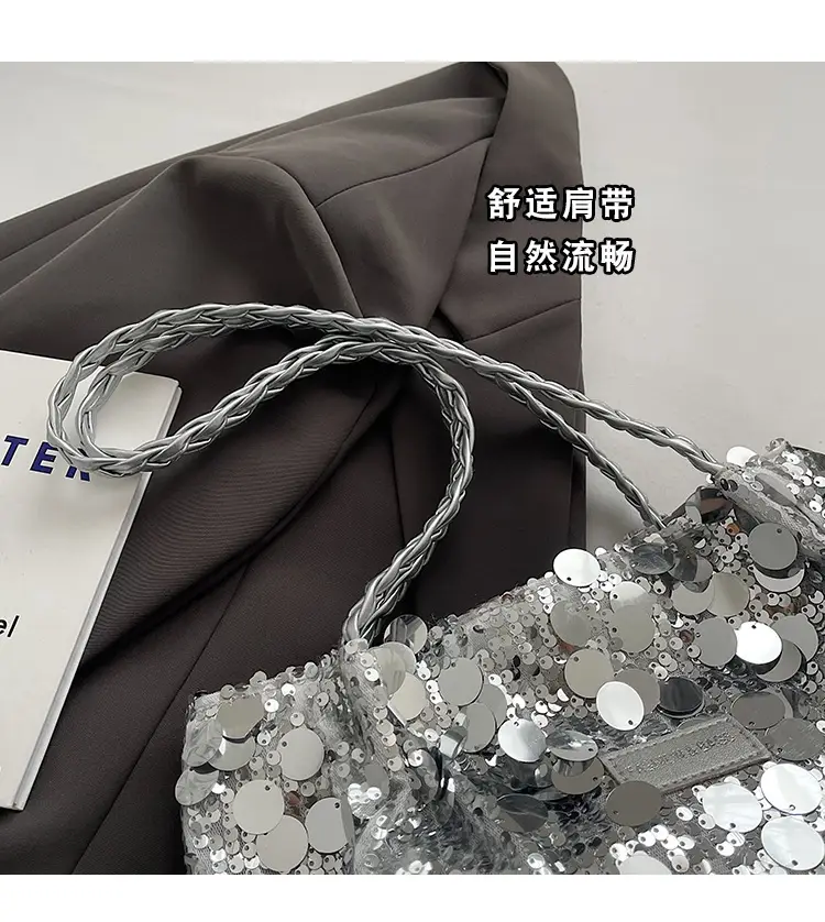 Black Sequin Personalized Shoulder Bag for Women — feature 3