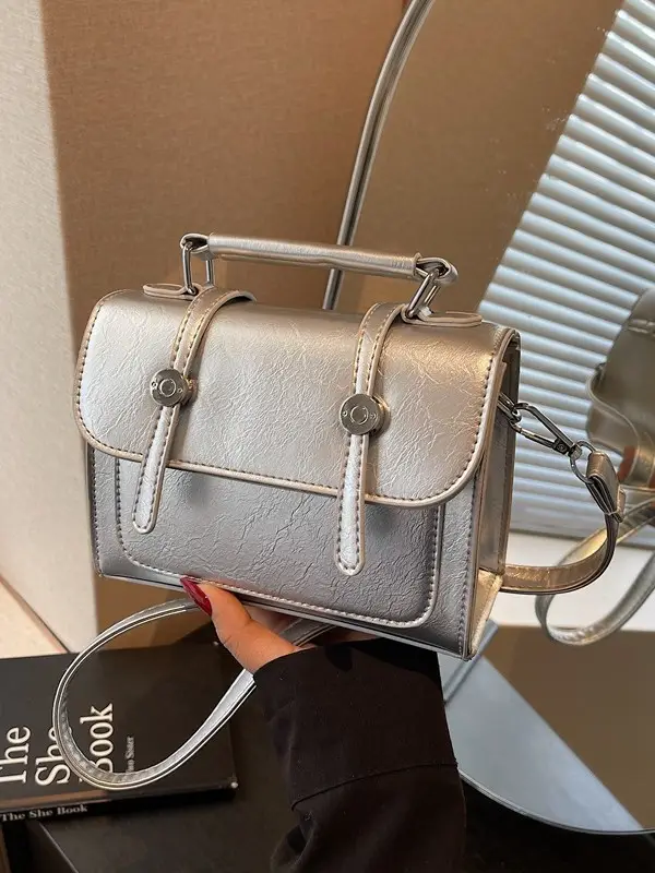 Women's Silver Leather Shoulder Crossbody Bag 2025 - Image 5