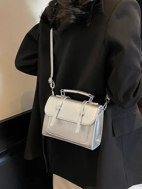 Women's Silver Leather Shoulder Crossbody Bag 2025 - Image 7