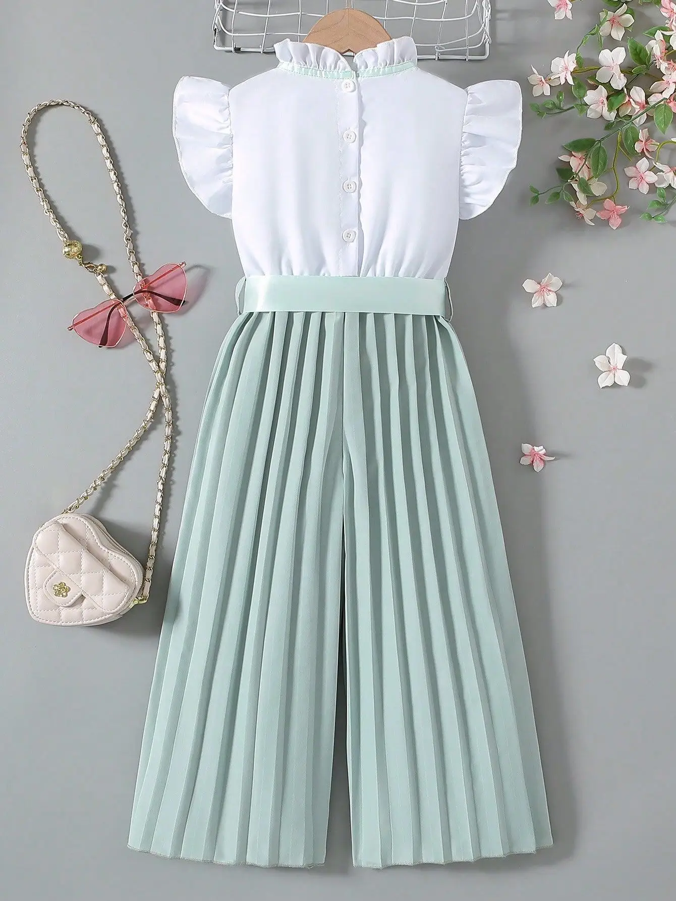 2025 Cross Border Girls Pleated Trousers Set - Image 3
