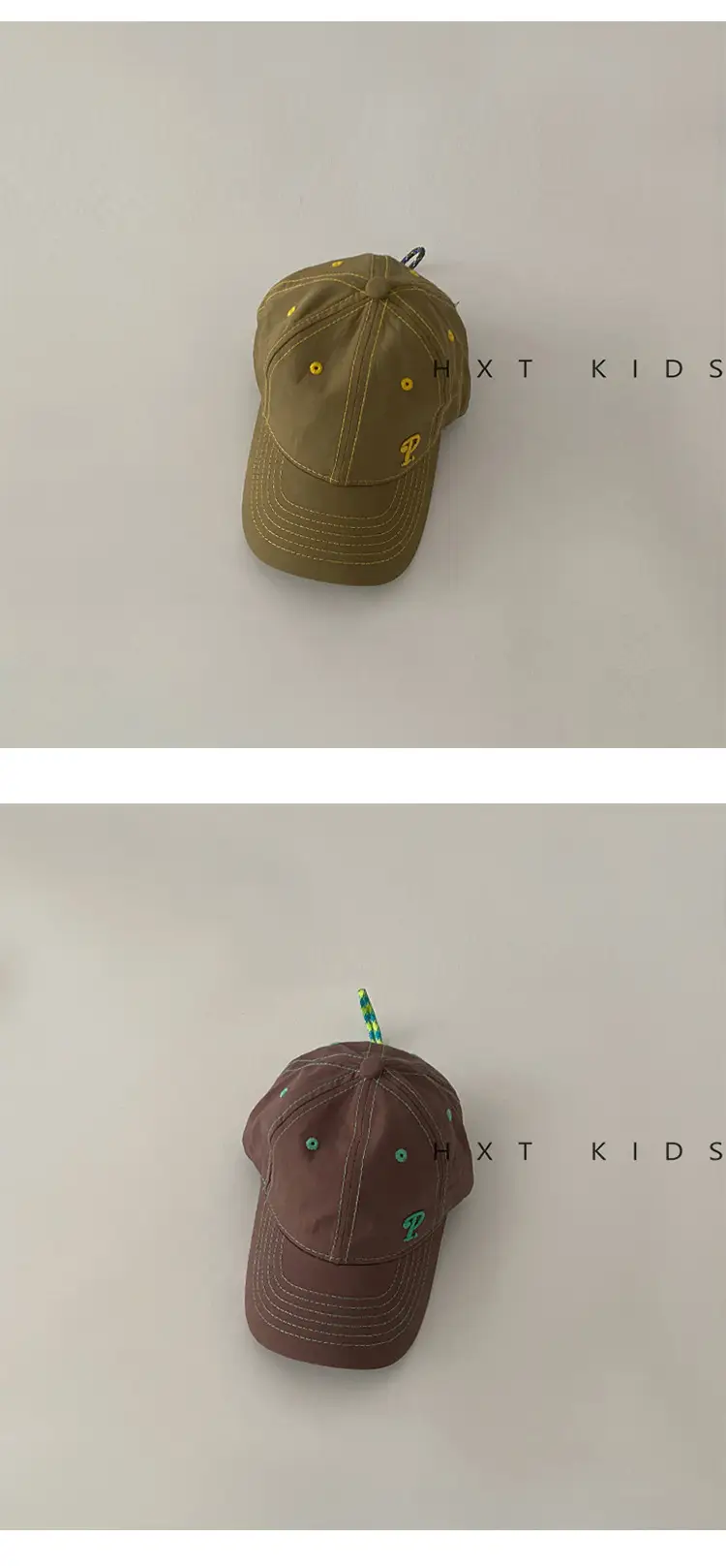 Kids Cotton Cap with "Tow & Feather" Print Brown — feature 15
