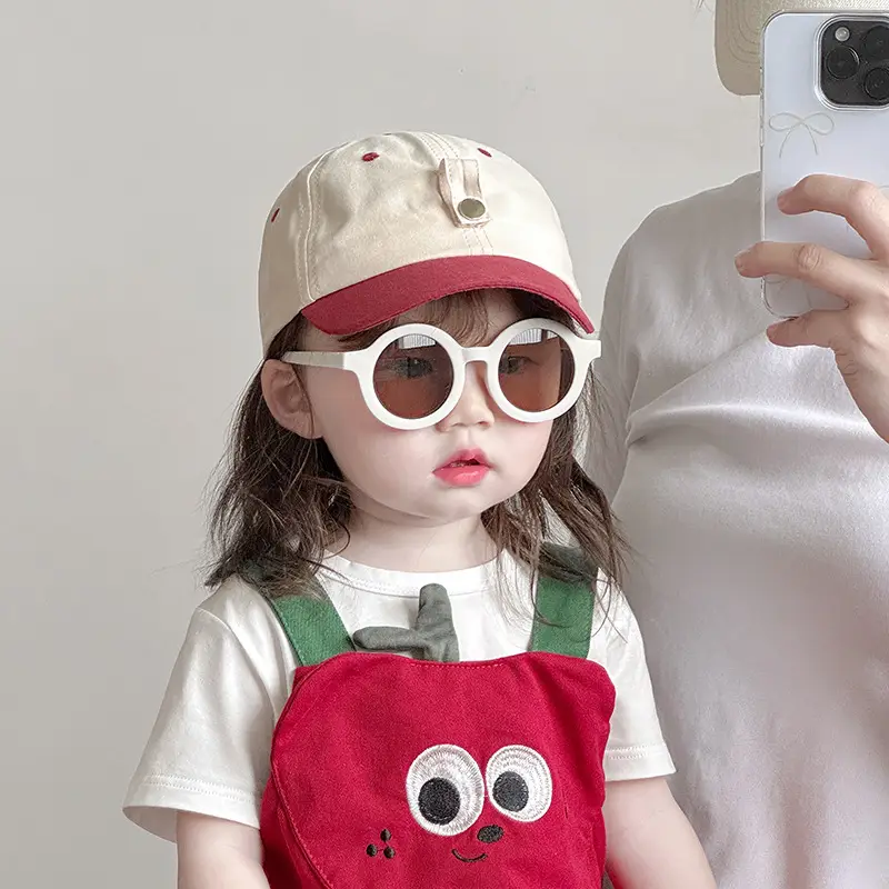 Kids Baseball Cap with Sunglasses Beige Black - Image 7