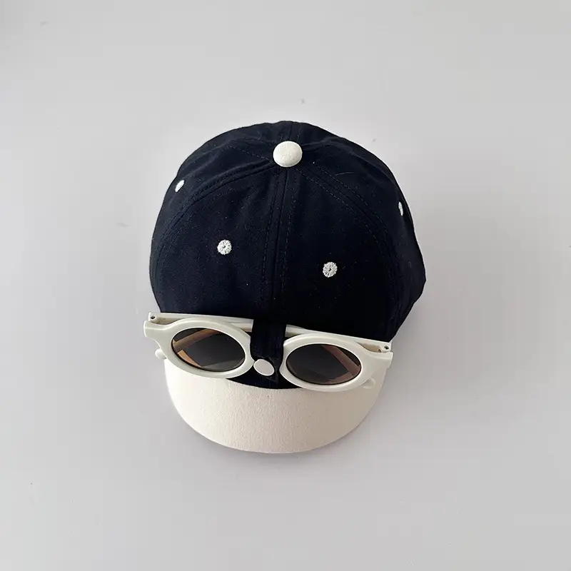 Kids Baseball Cap with Sunglasses Beige Black - Image 2