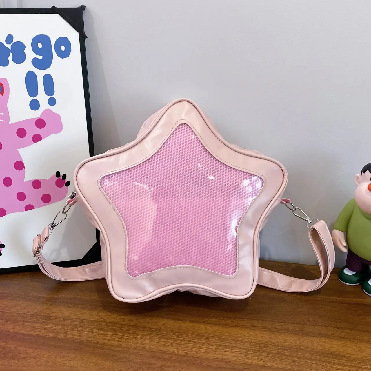 Star Shape Pink Shoulder Bag for Girls with Mobile Cover