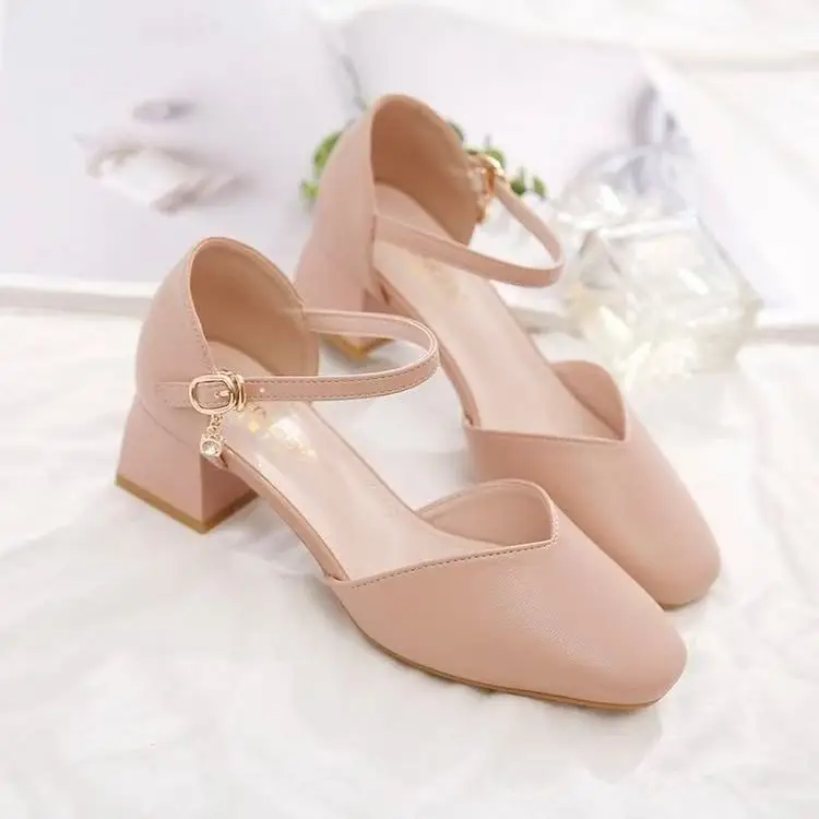 Fairy Style Hollow Heel Sandals Pink Spring Summer - Image 5