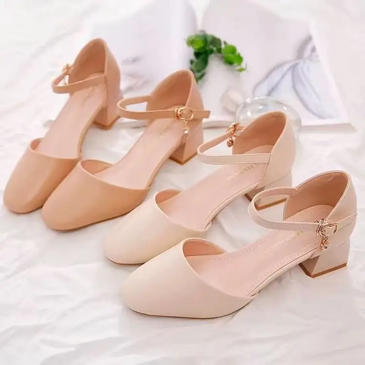 Fairy Style Hollow Heel Sandals Pink Spring Summer - Image 6