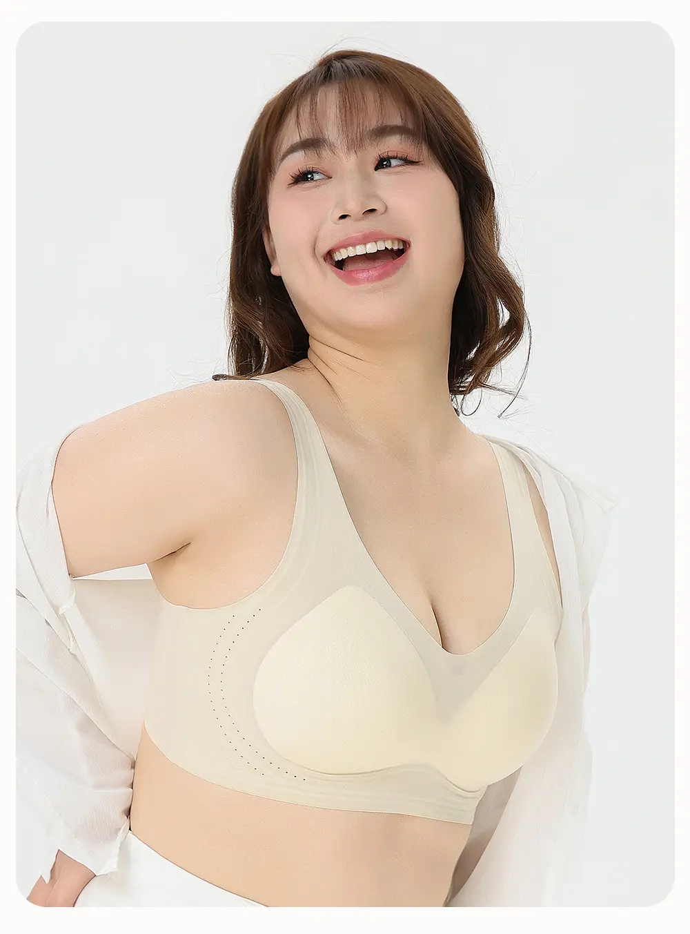 Ultra-thin jelly strip lifting plus size seamless 100.00kg underwear large chest small accessory breast bra non-rimless vest — feature 21