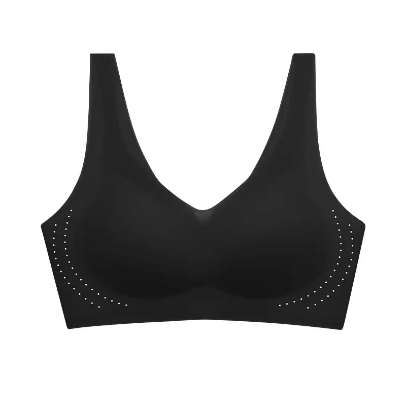 Ultra-thin jelly strip lifting plus size seamless 100.00kg underwear large chest small accessory breast bra non-rimless vest