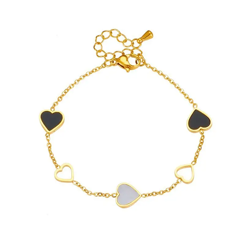 Hollow Heart Titanium Bracelet Gold Tone — feature 5