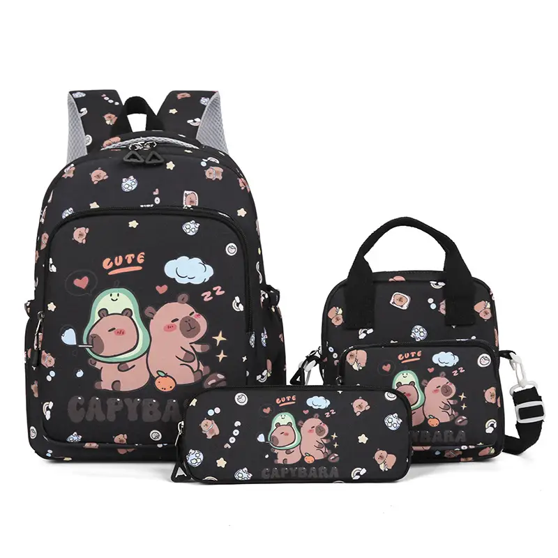 2026 New Children's Backpack Cartoon Cute Elementary School Student Schoolbag Capybara Backpack Three-Piece Set