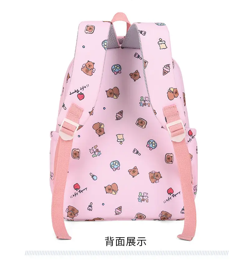 2026 New Children's Backpack Cartoon Cute Elementary School Student Schoolbag Capybara Backpack Three-Piece Set — feature 15