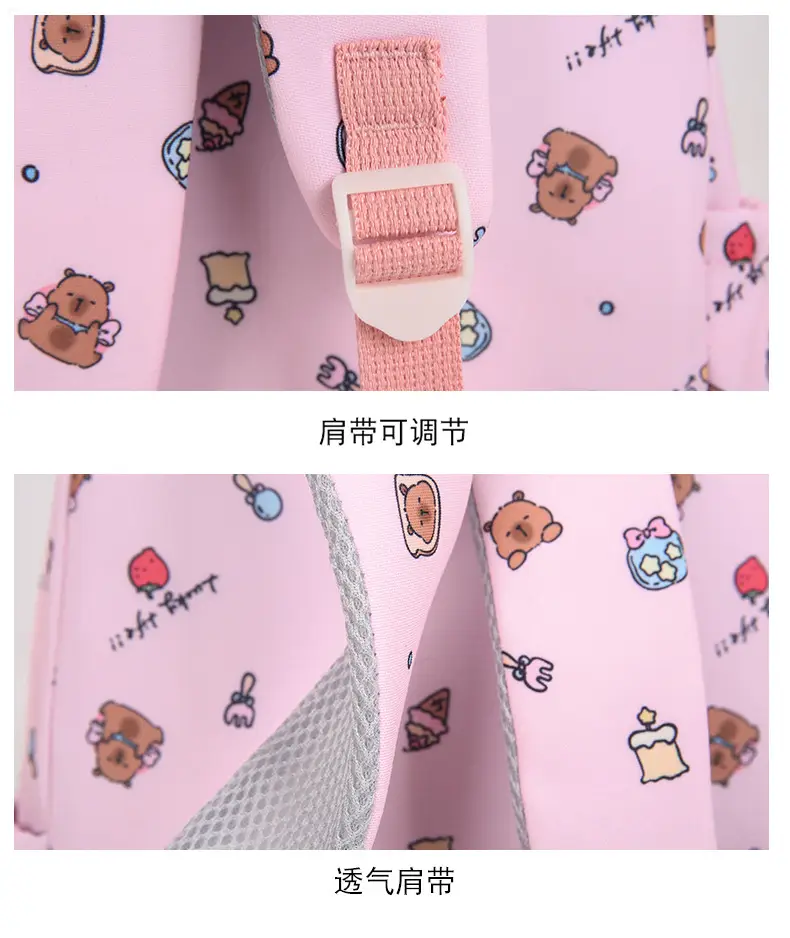 2026 New Children's Backpack Cartoon Cute Elementary School Student Schoolbag Capybara Backpack Three-Piece Set — feature 28