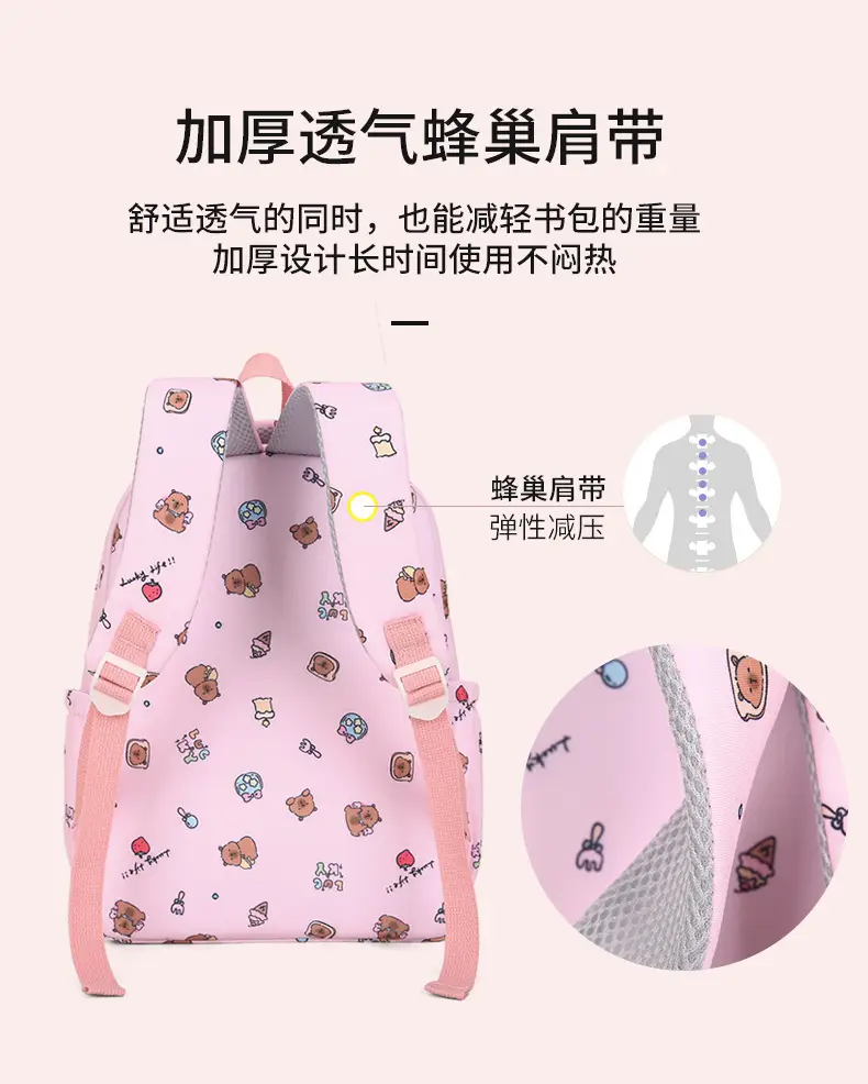 2026 New Children's Backpack Cartoon Cute Elementary School Student Schoolbag Capybara Backpack Three-Piece Set — feature 6