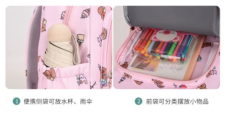 2026 New Children's Backpack Cartoon Cute Elementary School Student Schoolbag Capybara Backpack Three-Piece Set — feature 8