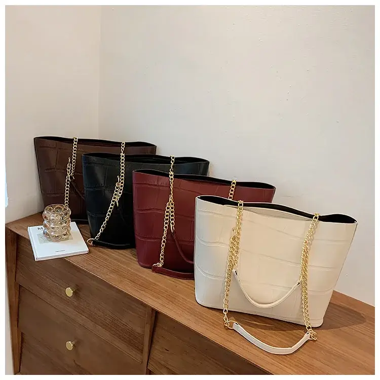 White Croc-Textured Shoulder Tote Bag for Women — feature 10
