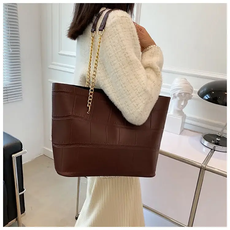 White Croc-Textured Shoulder Tote Bag for Women — feature 17