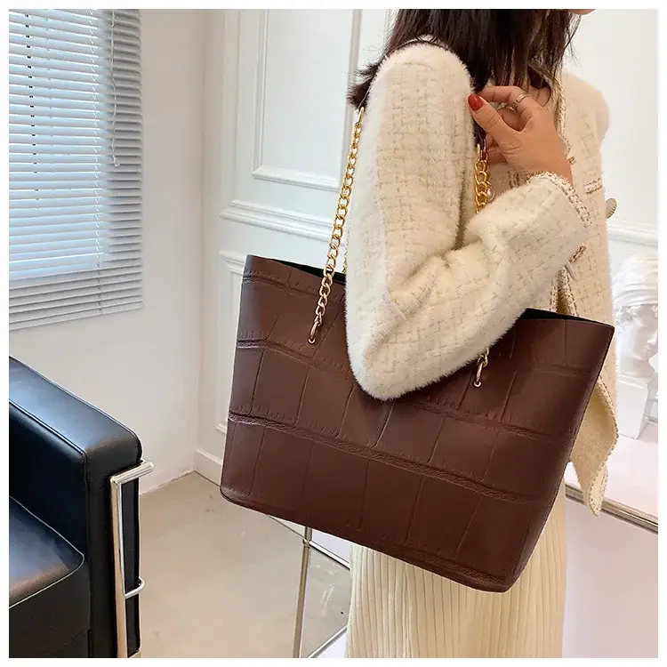 White Croc-Textured Shoulder Tote Bag for Women — feature 18