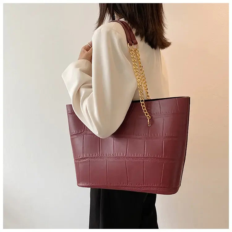White Croc-Textured Shoulder Tote Bag for Women — feature 19