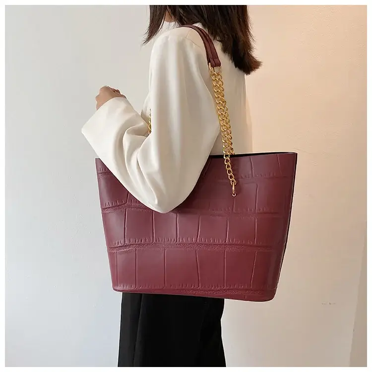 White Croc-Textured Shoulder Tote Bag for Women — feature 20
