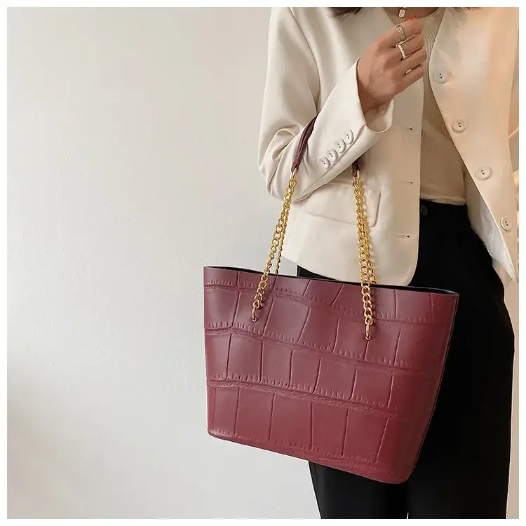 White Croc-Textured Shoulder Tote Bag for Women — feature 22