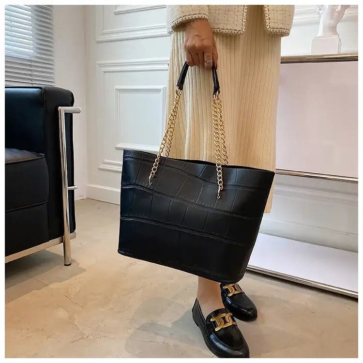 White Croc-Textured Shoulder Tote Bag for Women — feature 25