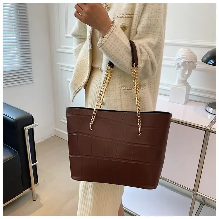 White Croc-Textured Shoulder Tote Bag for Women — feature 28