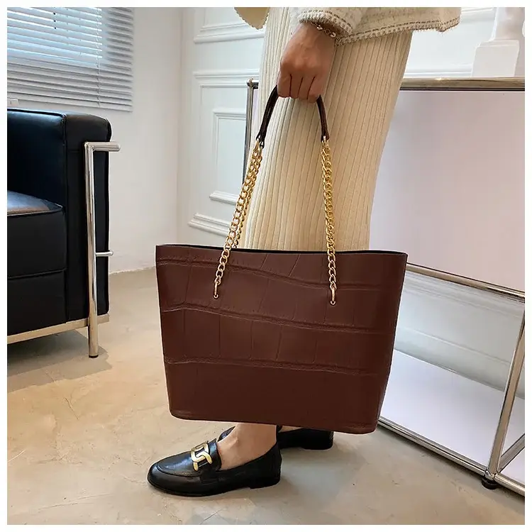 White Croc-Textured Shoulder Tote Bag for Women — feature 29