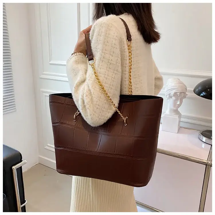 White Croc-Textured Shoulder Tote Bag for Women — feature 30