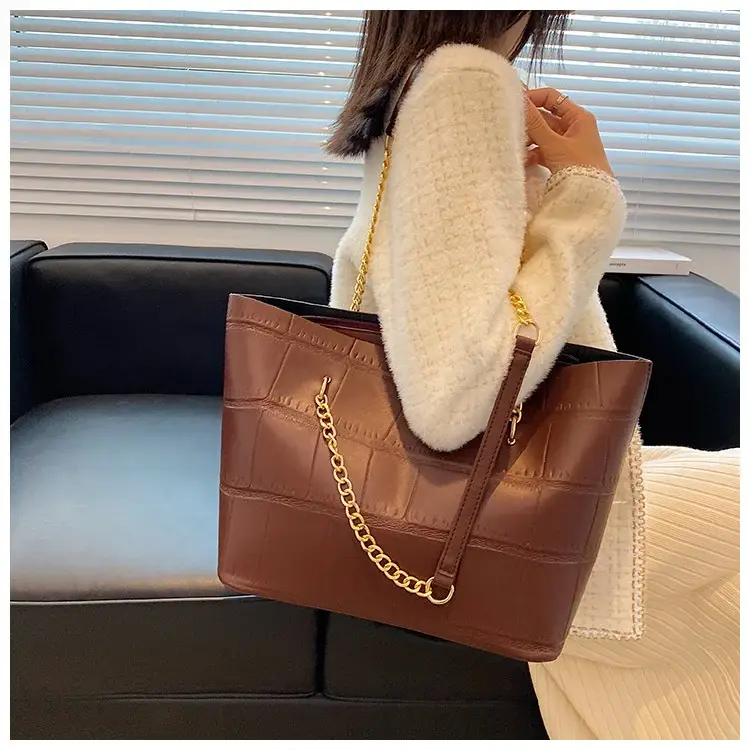 White Croc-Textured Shoulder Tote Bag for Women — feature 31