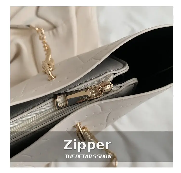 White Croc-Textured Shoulder Tote Bag for Women — feature 5