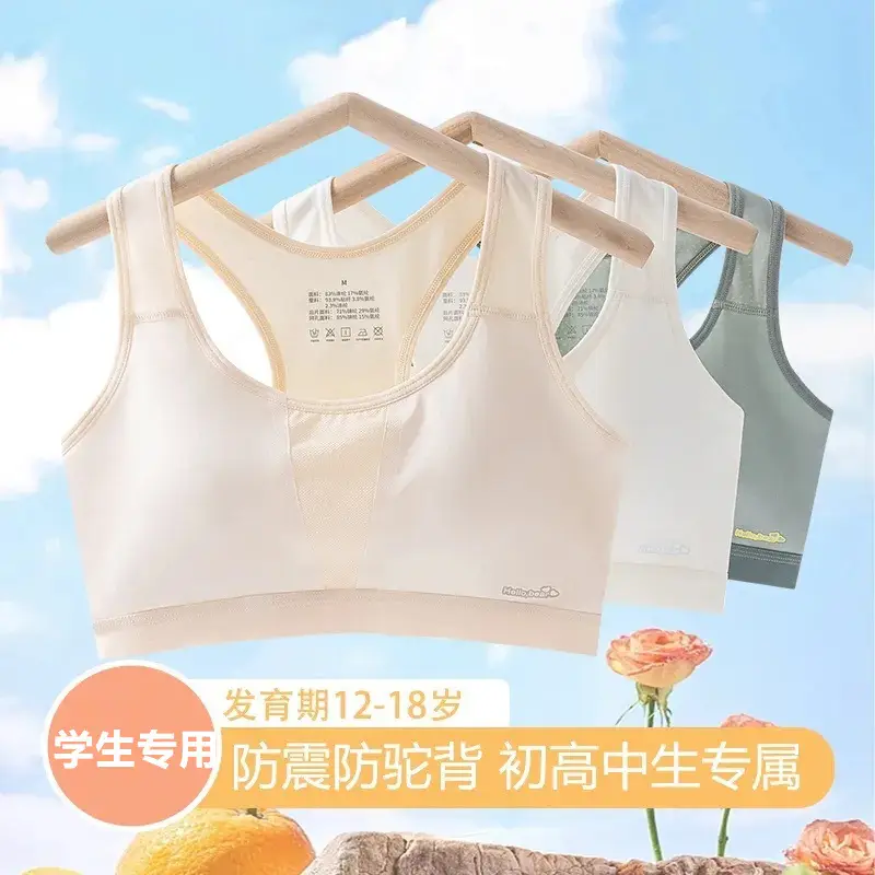 Junior High School Students Developing Underwear Sports Shockproof 13-year-old Adolescent Girl Big Boy Senior high school Girls' Bra Vest