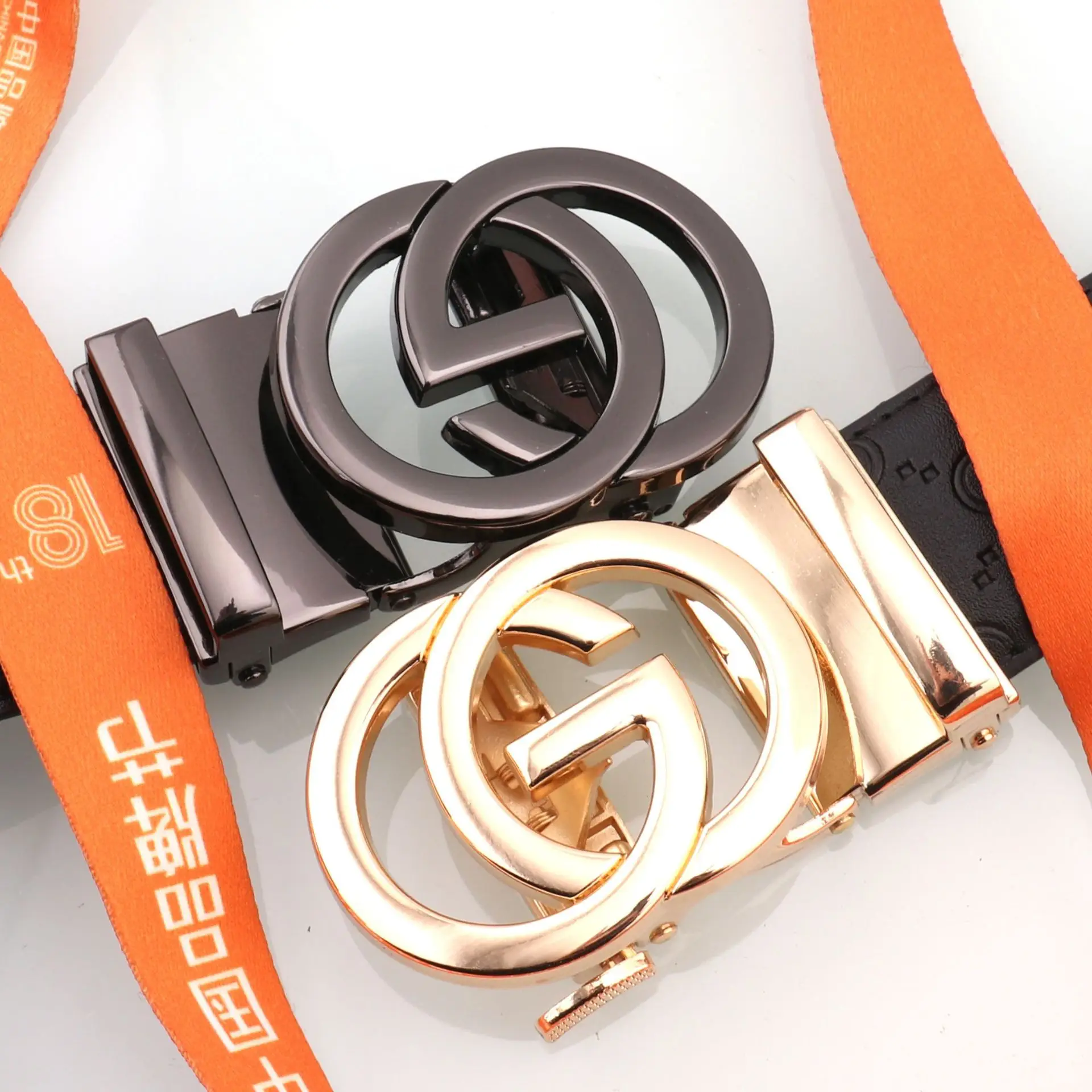 Hongsheng GO Letter Belt Men's Leather Automatic Buckle - Image 9