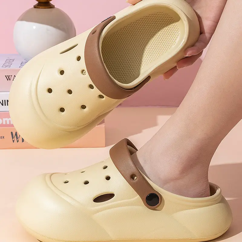 Women's High Heel Thick Sole Cave Shoes Women's New Non-Slip Beach Heightened Baotou Sandals Slippers Women's Summer Outer Wear - Image 4