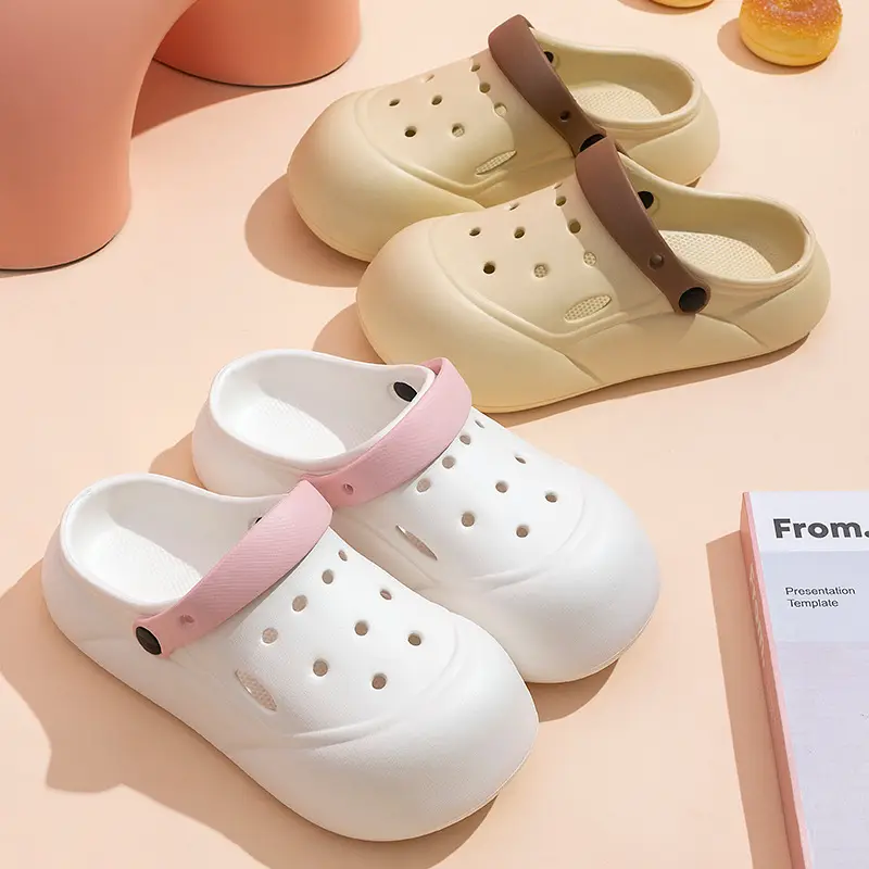 Women's High Heel Thick Sole Cave Shoes Women's New Non-Slip Beach Heightened Baotou Sandals Slippers Women's Summer Outer Wear - Image 5